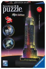 Ravensburger 3D Puzzle Empire State Building bei Nacht 12566 - das berühmte Gebäude in New York - leuchtet im Dunkeln - 