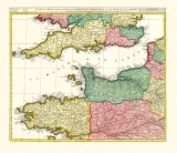 Historische Karte: ÄRMELKANAL – Südliches ENGLAND und nördliches FRANKREICH - KANALINSELN, um 1710 - Nicolas Visscher, Peter (der Jüngere) Schenk