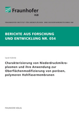 Charakterisierung von Niederdruckmikroplasmen und ihre Anwendung zur Oberflächenmodifizierung von porösen, polymeren Hohlfasermembranen - Sarah Kühnle