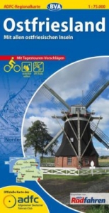 ADFC-Regionalkarte Ostfriesland mit Tagestouren-Vorschlägen, 1:75.000, reiß- und wetterfest, GPS-Tracks Download - 