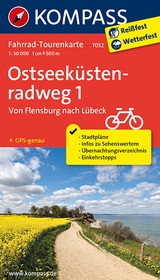 KOMPASS Fahrrad-Tourenkarte Ostseeküstenradweg 1, Von Flensburg nach Lübeck, 1:50000