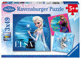 Ravensburger Kinderpuzzle - 09269 Elsa, Anna & Olaf - Puzzle für Kinder ab 5 Jahren, Disney Frozen Puzzle mit 3x49 Teilen - 