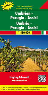Umbrien - Perugia - Assisi, Autokarte 1:150.000, Top 10 Tips - 