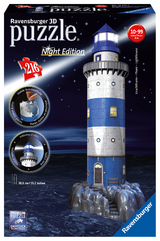 Ravensburger 3D Puzzle 12577 - Leuchtturm bei Nacht - 216 Teile - für Maritim Fans ab 8 Jahren