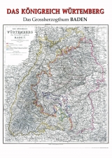 Historische Karte: Königreich WÜRTTEMBERG sowie Großherzogtum Baden. 1864 (plano)