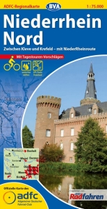 ADFC-Regionalkarte Niederrhein Nord mit Tagestouren-Vorschlägen, 1:75.000, reiß- und wetterfest, GPS-Tracks Download - 