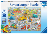 Ravensburger Kinderpuzzle - 10558 Fahrzeuge in der Stadt - Puzzle für Kinder ab 6 Jahren, mit 100 Teilen im XXL-Format - 
