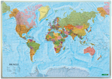 Wandkarte: Die Welt, deutsch, Magnetmarkiertafel 1:40.000.000 - 