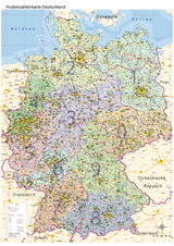 Postleitzahlenkarte Deutschland mit Bundesländern, DIN A0