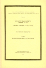 Sources manuscrites en tablature. Tabulaturen in Handschriften. Laute und Théorbe / Sources manuscrites en tablature. Tabulaturen in Sources manuscrites en tablature. Luth et théorbe (c.1500-c.1800). Catalogue descriptif. Tabulaturen in Handschriften. Laute und Théorbe. Beschreibendes Verzeichnis.. Laute und Théorbe - 