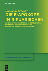 Die e-Apokope im Ripuarischen - Eva Büthe-Scheider