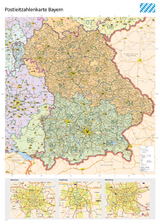 Postleitzahlenkarte Bayern XL mit Laminierung (beschreib- und abwischbar)