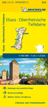 Michelin Localkarte Elsass Oberrheinische Tiefebene 1 : 150 000 - Michelin