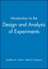 Introduction to the Design and Analysis of Experiments - Clarke, Geoffrey M.; Kempson, Robert E.