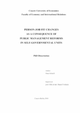 Person-Job Fit Changes As A Consequence Of Public Management Reforms In Self-Governmental Units - Omar Scharifi