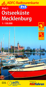 ADFC-Radtourenkarte 3 Ostseeküste Mecklenburg 1:150.000, reiß- und wetterfest, GPS-Tracks Download - 