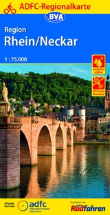 ADFC-Regionalkarte Region Rhein/Neckar, 1:75.000, reiß- und wetterfest, GPS-Tracks Download - 