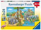 Ravensburger Kinderpuzzle - 07806 Willkommen im Zoo - Puzzle für Kinder ab 4 Jahren, mit 2x24 Teilen