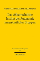 Das völkerrechtliche Institut der Autonomie innerstaatlicher Gruppen - Christian Schliemann Radbruch