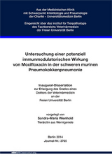 Untersuchung einer potenziell immunmodulatorischen Wirkung von Moxifloxa-cin in der schweren murinen Pneumokokkenpneumonie - Sandra-Maria Wienhold