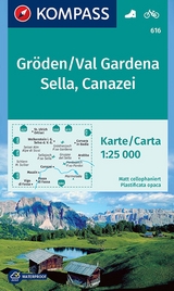 KOMPASS Wanderkarte 616 Gröden, Val Gardena, Sella, Canazei