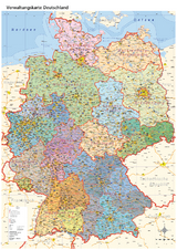 politische Verwaltungskarte Deutschland mit Regierungsbezirken und Laminierung (beschreib- und abwischbar)