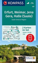 KOMPASS Wanderkarte Erfurt, Weimar, Jena, Gera, Halle (Saale) - 