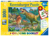 Ravensburger Kinderpuzzle - 13695 Welt der Dinosaurier - Dino-Puzzle für Kinder ab 6 Jahren, mit 100 Teilen im XXL-Format, inklusive Malheft