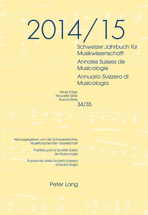 Schweizer Jahrbuch für Musikwissenschaft- Annales Suisses de Musicologie- Annuario Svizzero di Musicologia - 