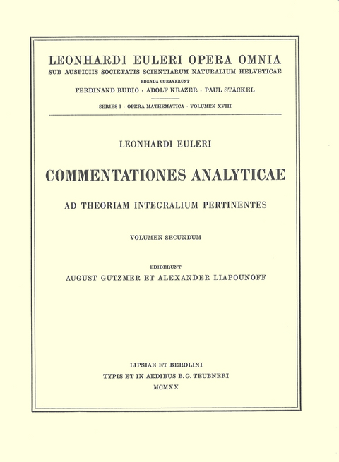 Commentationes analyticae ad theoriam aequationum differentialium pertinentes 2nd part - Leonhard Euler