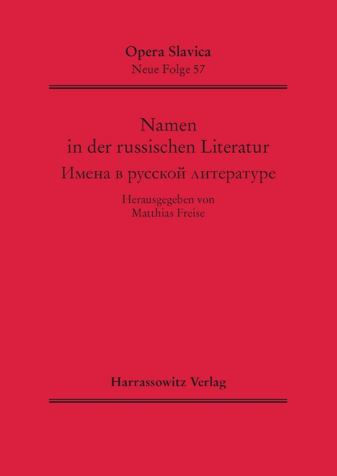 Namen in der russischen Literatur Imena v russkoj literature - Matthias Freise