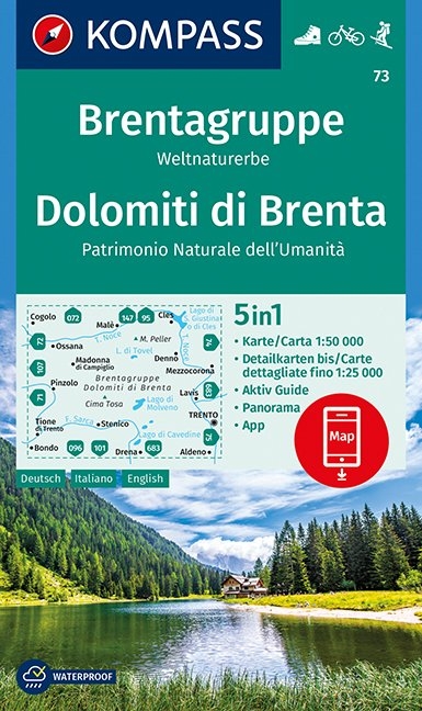 KOMPASS Wanderkarte Brentagruppe, Weltnaturerbe, Dolomiti di Brenta - 