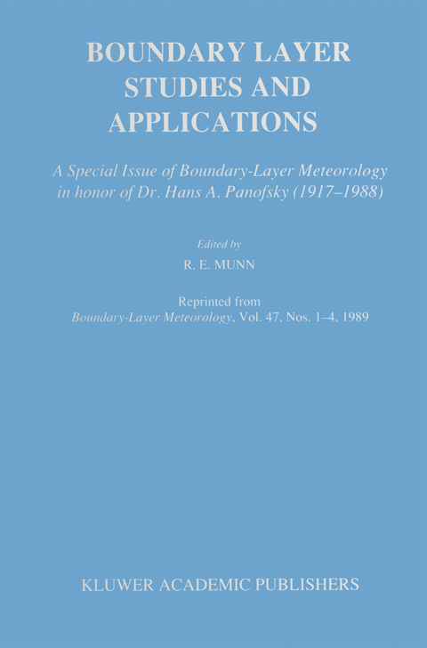 Boundary Layer Studies and Applications - 