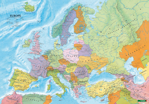 Europe political, Wall map 1:6 Mill., marking board - 