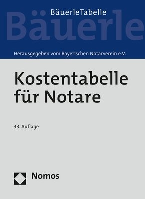 Kostentabelle für Notare - 