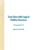 Testo Unico delle Leggi di Pubblica Sicurezza - Studium Legis