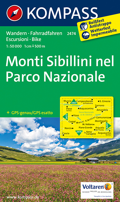 KOMPASS Wanderkarte Monti Sibillini nel Parco Nazionale - 