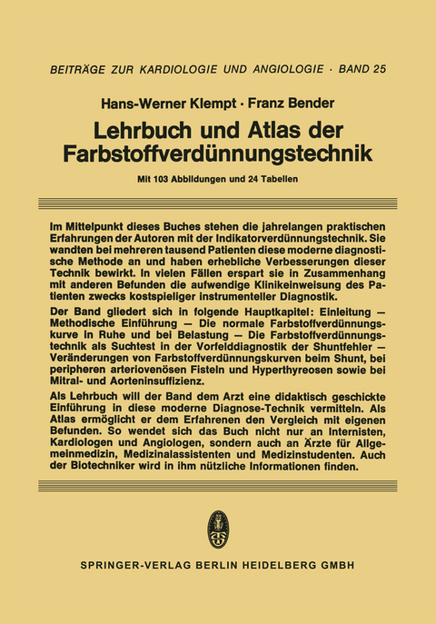 Lehrbuch und Atlas der Farbstoffverdünnungstechnik - H.-W. Klempt, F. Bender