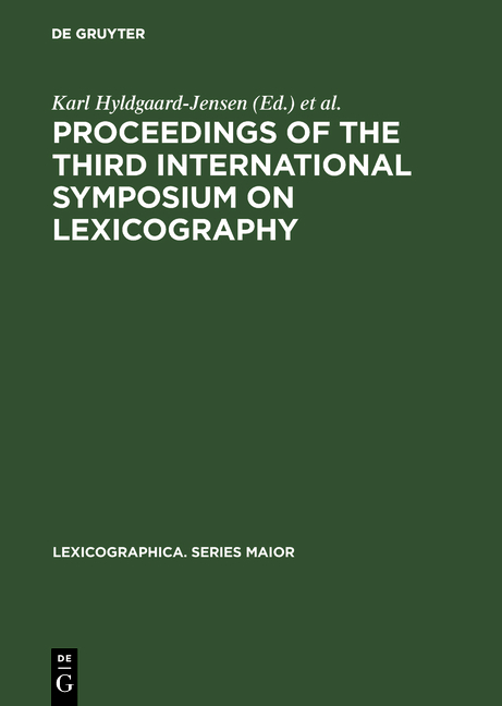 Proceedings of the Third International Symposium on Lexicography - 