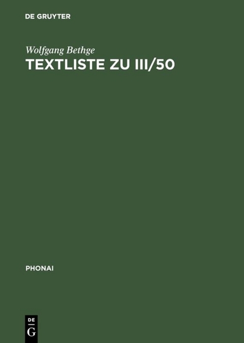 Textliste zu III/50 - Wolfgang Bethge