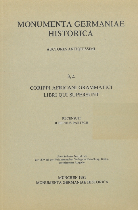 Corippi Africani grammatici Libri qui supersunt - 