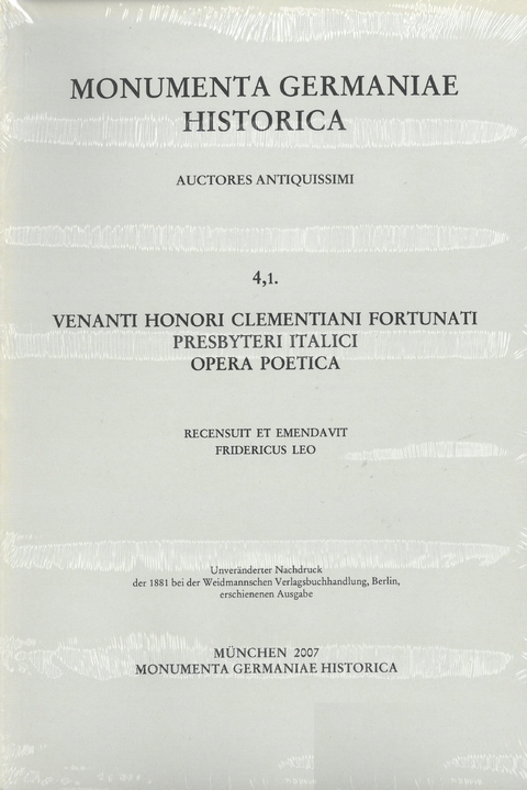 Venanti Honori Clementiani Fortunati presbyteri Italici Opera poetica - 