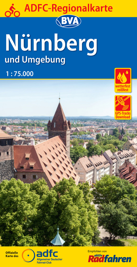 ADFC Regionalkarte Nürnberg und Umgebung mit Tagestouren-Vorschlägen, 1:75.000, reiß- und wetterfest, GPS-Tracks Download