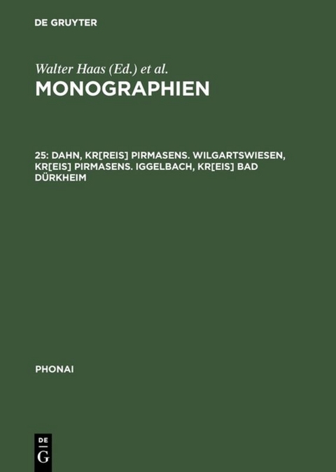 Monographien / Dahn, Kr[reis] Pirmasens. Wilgartswiesen, Kr[eis] Pirmasens. Iggelbach, Kr[eis] Bad Dürkheim - 