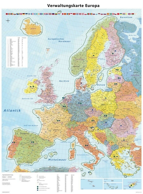 Große Europakarte mit Laminierung (beschreib- und abwischbar), Neuauflage