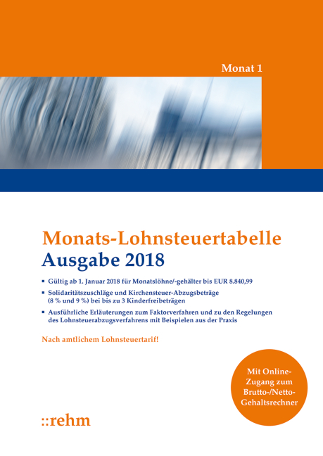 Monats-Lohnsteuertabelle 2018