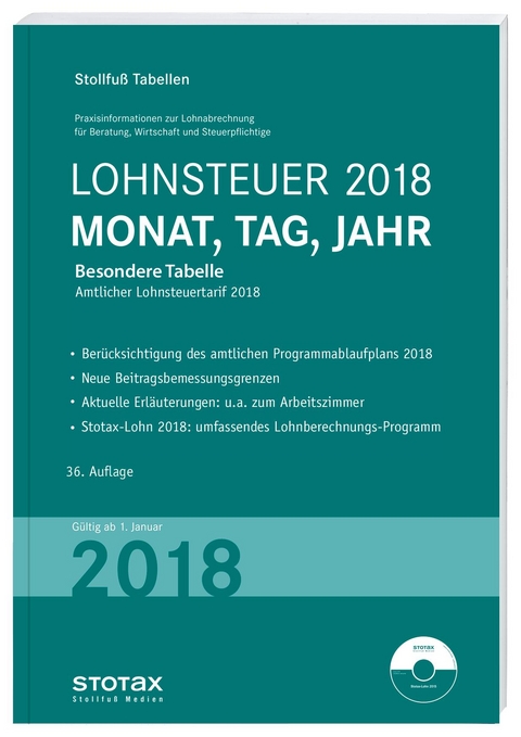 Tabelle, Lohnsteuer 2018 Monat, Tag, Jahr