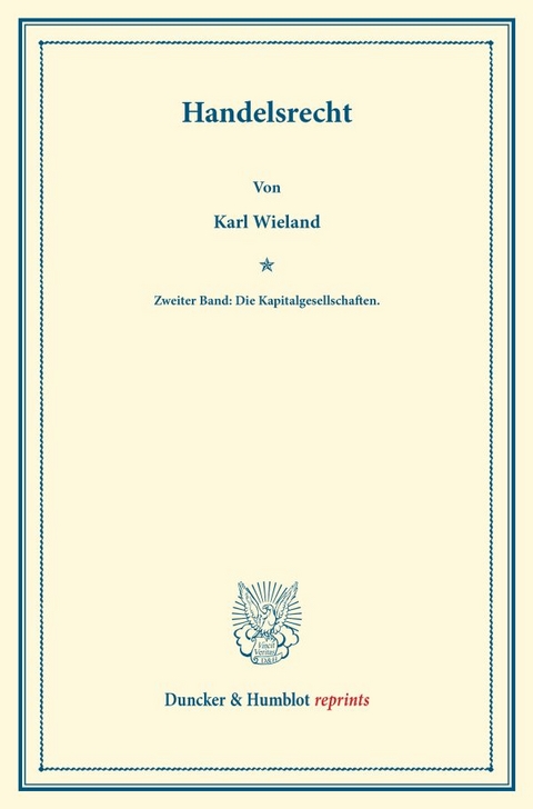 Handelsrecht. - Karl Wieland