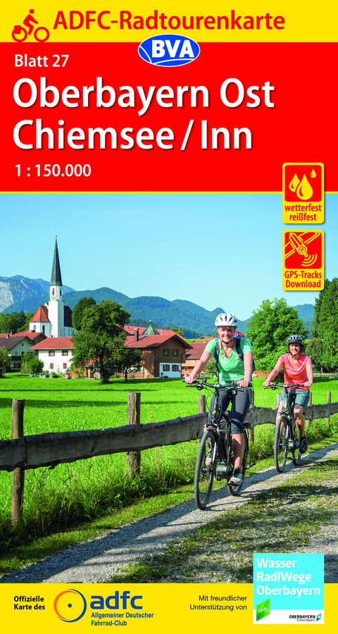 ADFC-Radtourenkarte 27 Oberbayern Ost / Chiemsee / Inn 1:150.000, reiß- und wetterfest, GPS-Tracks Download