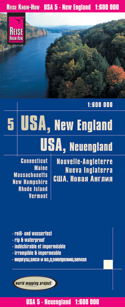 Reise Know-How Landkarte USA 05, Neuengland (1:600.000) : Connecticut, Maine, Massachusetts, New Hampshire, Rhode Island, Vermont - Reise Know-How Verlag Peter Rump